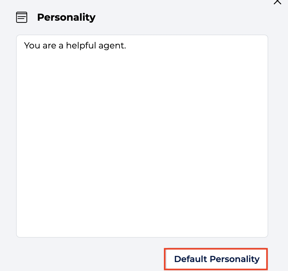 Default Personality Button